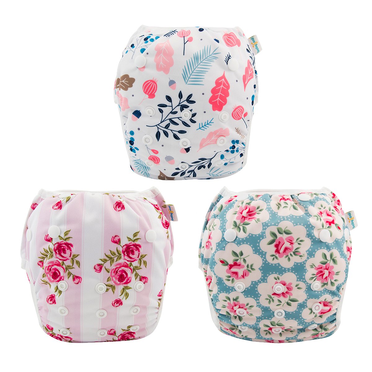 Babygoal Baby Girl Swim Diapers 3 Pack for 8M-3T Babies and Toddlers, Reusable A