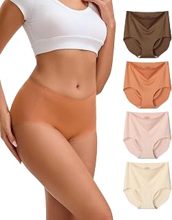 INNERSY Women's Briefs Seamless High Waist Invisible Underpants Pack of 4