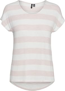 VERO MODA Women's Crew Neck Striped T-Shirt
