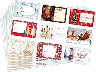135 Christmas Labels Stickers Xmas Present Labels Xmas Gift Stickers & Tags | Self Adhesive Xmas Name Tags for Present Cards Envelope Bags,Christmas Gift Tag 65x45mm,Easy-Write Surface, Strong Glue