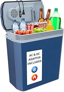 Ivation Electric Cooler &amp; Warmer, Portable Thermoelectric Fridge w/Handle | for Vehicles &amp; Trucks| Includes 110V AC Home Power Cord &amp; 12V DC Car Adapter for Camping, Travel &amp; Picnics, 24L