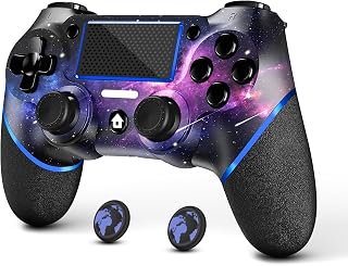 AceGamer Wireless Controller for PS4 Game Compatible with PS4/Pro/PC with Motion Motors and Audio Function,Mini LED Indicator,USB Cable and Anti-Slip (Starry Sky)
