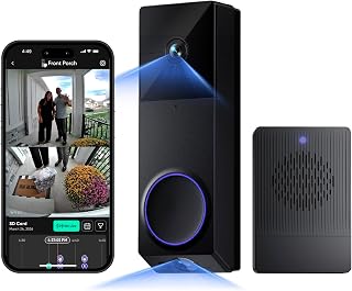 WYZE Wireless Duo Cam Video Doorbell (Chime Included), Battery Powered, 2K Full HD Video, 2 Cameras (People and Package), 2-Way Audio, Color Night Vision (Renewed)