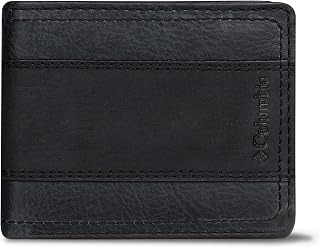 Columbia Mens RFID Slim Bifold Wallet With ID Window Black Two Tone