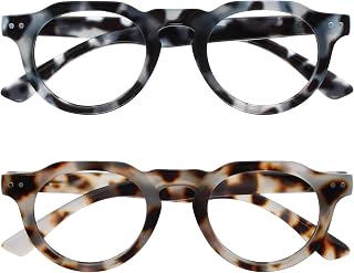 OPULIZE RIO Set of 2 Anti-Blue Light Reading Glasses - Frame with Flat Top - Brown and Blue Spotted - Men and Women - BB53-23 - +1.00