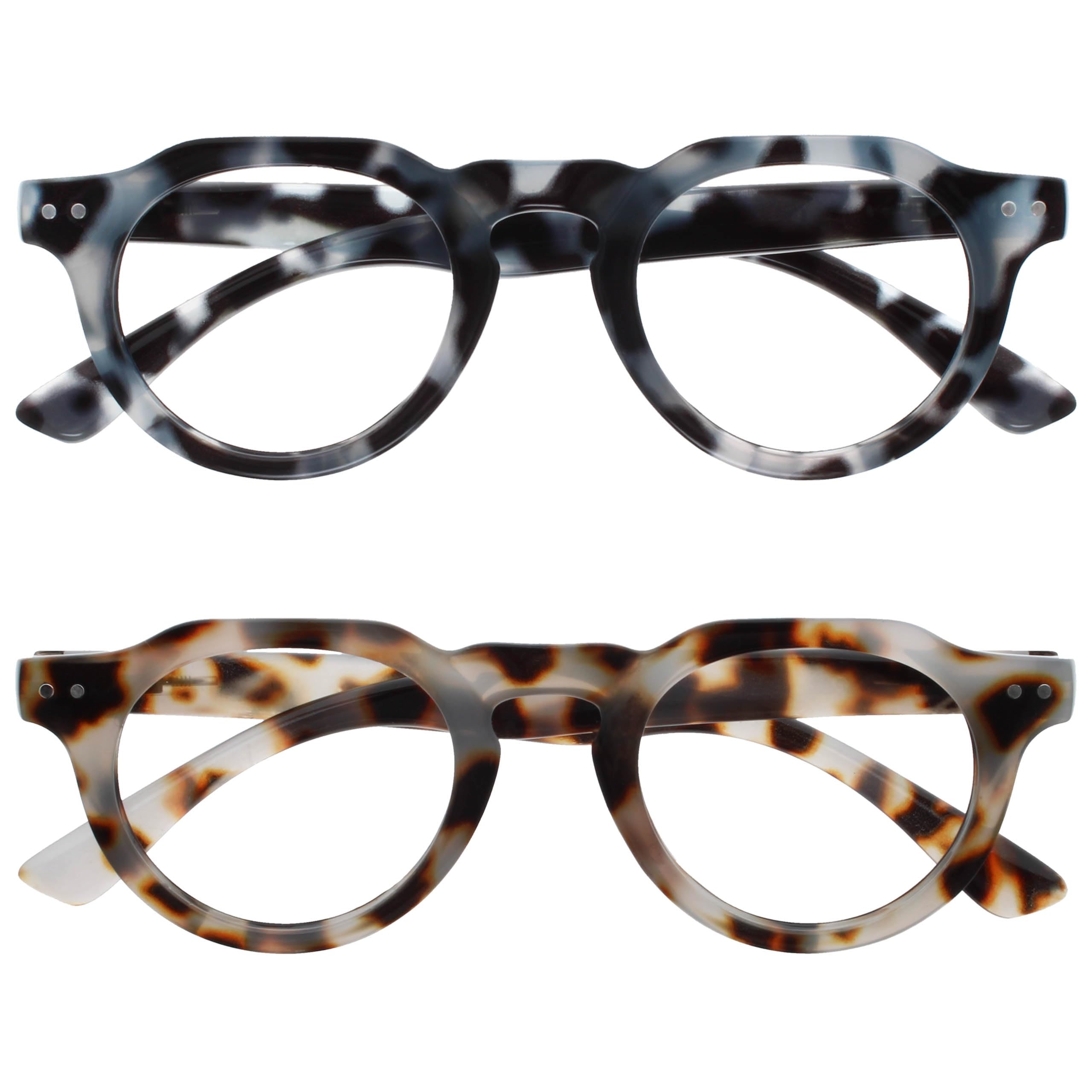 OPULIZE RIO Set of 2 Anti-Blue Light Reading Glasses - Frame with Flat Top - Bro