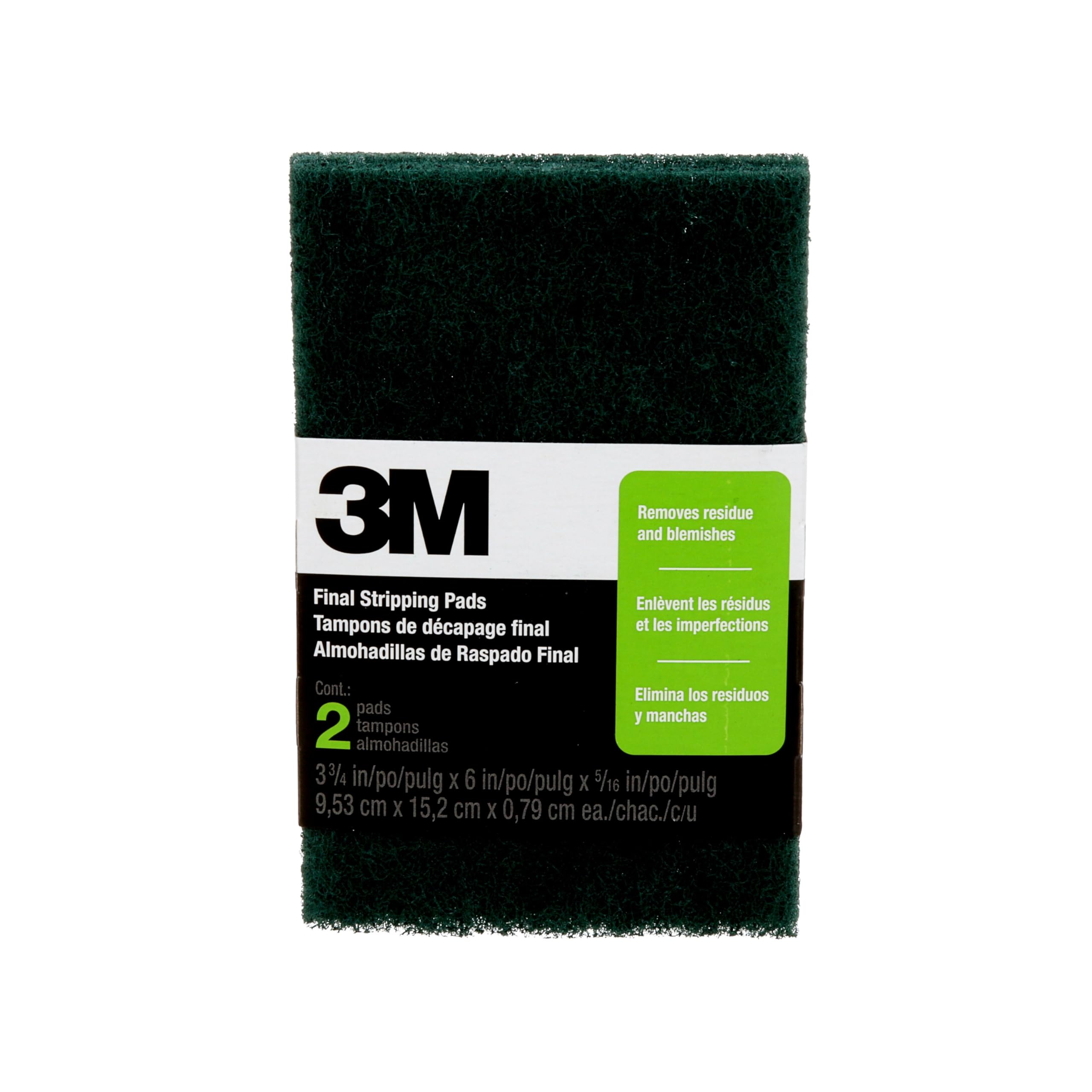 3M Final Stripping Pads, 0 Fine, 3-3/4 in. x 6 in. x 5/16 in., 2/Pack
