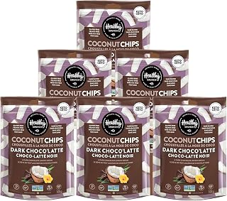 Healthy Crunch Coconut Chips Dark Choco'Latte - 6 Units x 100g - Allergen-Free, Gluten-Free, Tree Nut-Free & Peanut-Free - Ideal for Dark Chocolate Lovers - Made with Whole Foods, Healthy Fats & Fibre