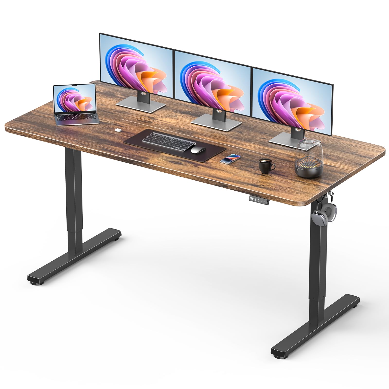Standing Desk, Large Height Adjustable Electric Stand up Desk, 63 x 24 Inches Si