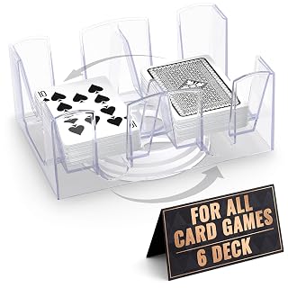 Canasta Card Holder - 6 Deck Plastic Revolving Card Game Holder Playing Cards Tray Rotating 360° Organizes Multiple Decks for Canasta, Poker and More | Lightweight, Durable with Smooth Rotation