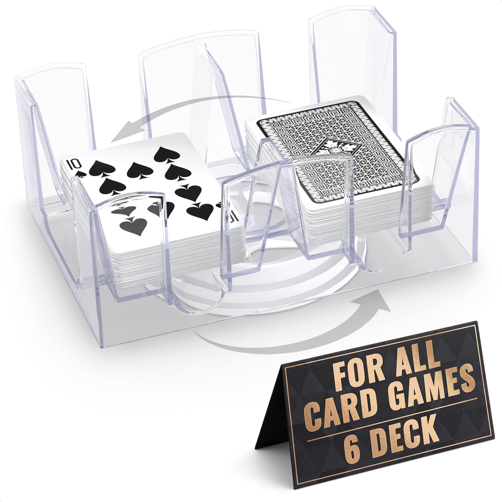 Canasta Card Holder - 6 Deck Plastic Revolving Card Game Holder Playing Cards Tr