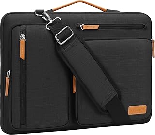 MOSISO 360 Protective Laptop Shoulder Bag 15.6 inch,15-16 inch Laptop Bag | Compatible with MacBook Pro 16 inch, HP, Dell, Lenovo, Asus, Side Open Messenger Bag with 4 Zipper Pockets, Black