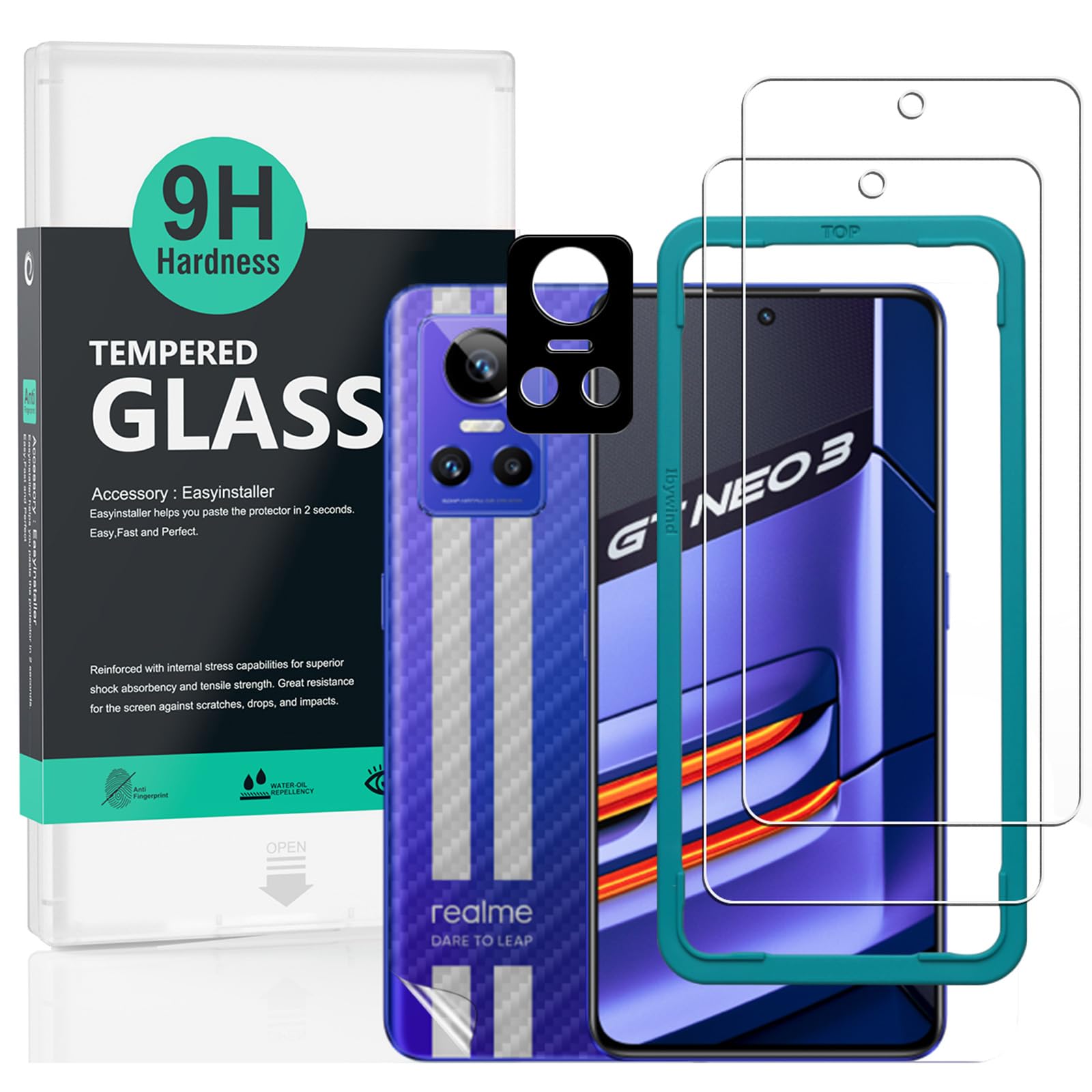 Ibywind Compatible Realme GT Neo 3 5G Glass Film 2 Piece Protective Film with Gu
