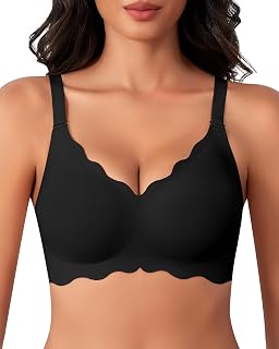 Women's Seamless Bra Wirefree Push Up Bra Support Bras for Saggy Breasts Wireless T-Shirt Soft Comfortable Padded V Neck Bralettes with