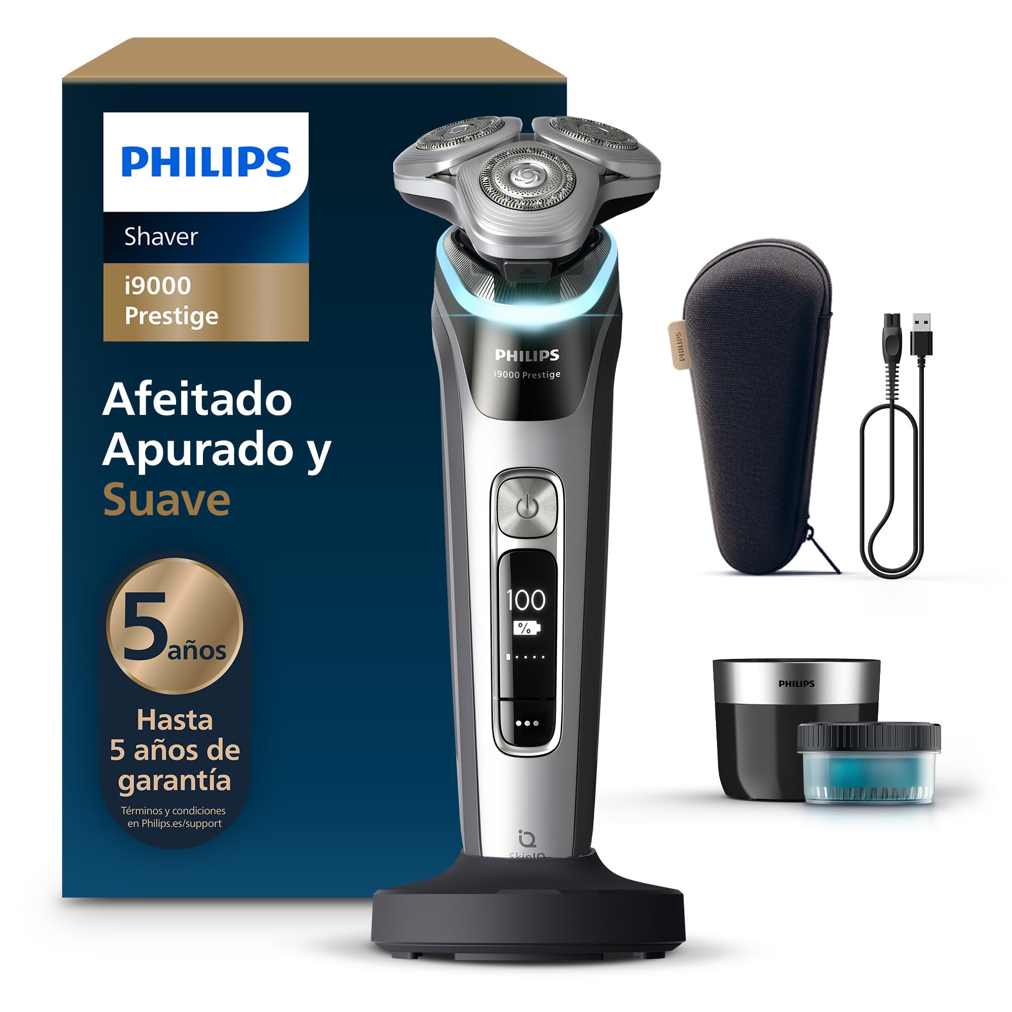 Philips i9000 Prestige, Men's Electric Shaver, Wet and Dry Beard Shaver, SkinIQ 