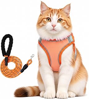 5FT Fleece-Lined Breathable Harness Set No Leak Proof Adjustable Reflective Walking Leash No-Choke for Small Medium Cats