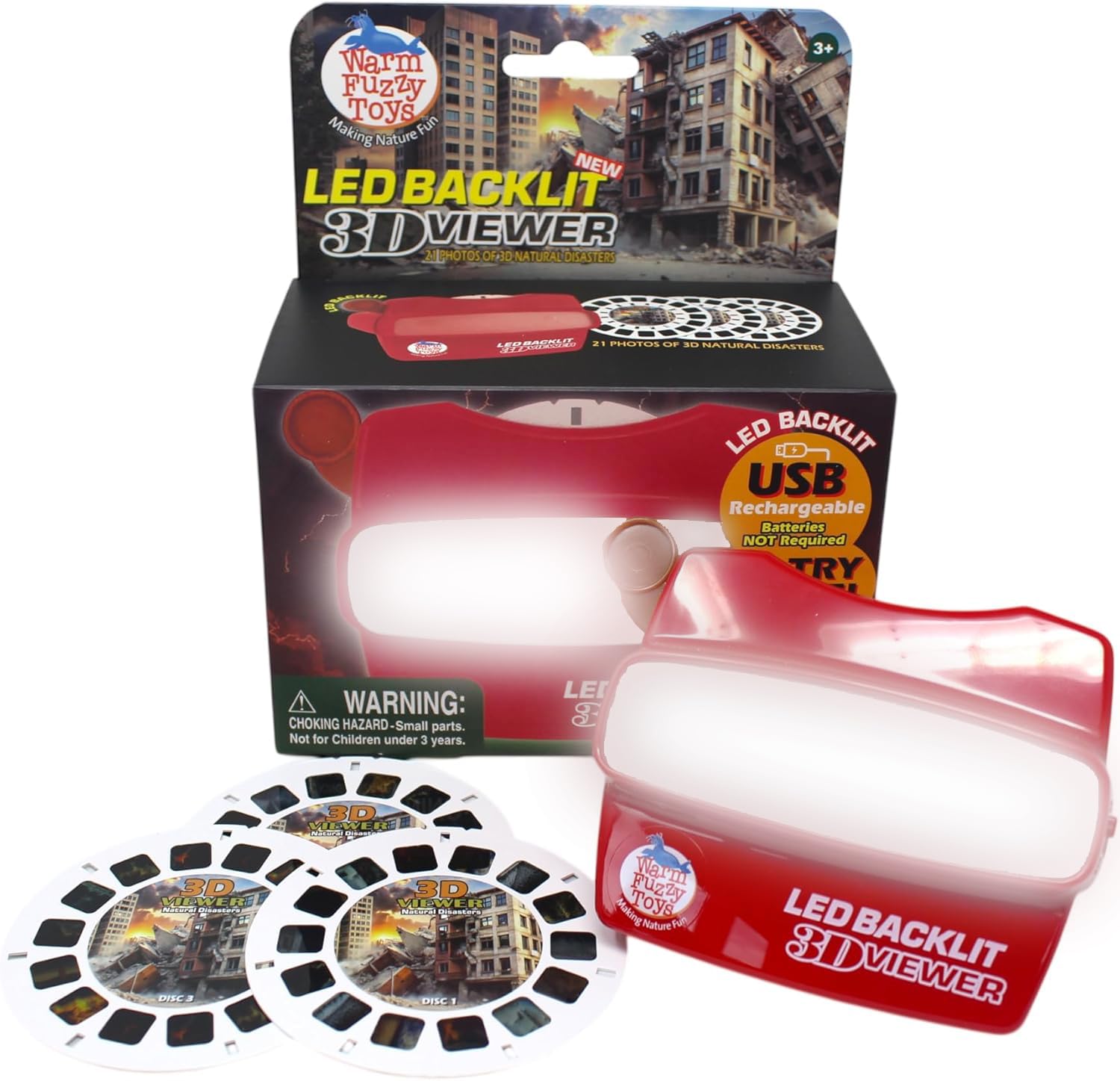 LED 3D Viewer Natural Disasters | USB-C | USB-C LED Viewer Shows 21 HD Disaster 