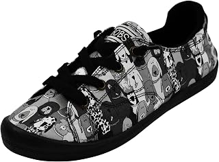 Skechers BOBS Women's Beach Bingo-Dog House Party Sneaker, Black/Black, 8.5 M US