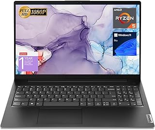 Lenovo V15 Laptop, 15.6" FHD Display, AMD Ryzen 5 5500U Hexa-core Processor (Beat Intel i7-1065G7), 16GB RAM, 512GB SSD, HDMI, RJ45, Numeric Keypad, Wi-Fi, Windows 11 Pro, Black
