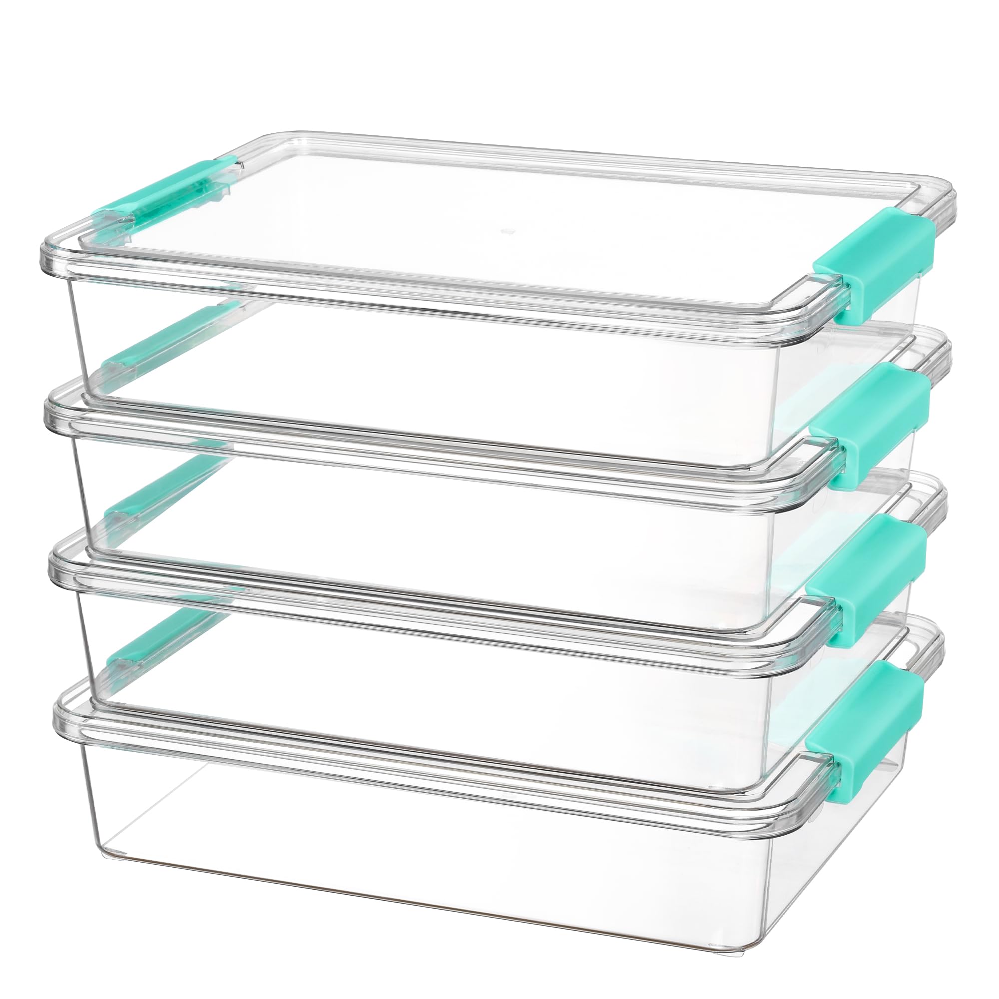 Vtopmart 4 Pack 6 Qt Plastic Storage Bins with Lids, Clear Sensory Bins | Stacka