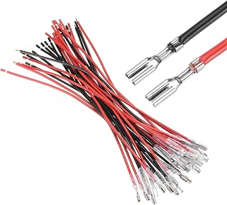 Generic 30pcs Female Spade Crimp Terminals with Insulated Sleeve 2.8mm Female Spade Quick Connector Assortment Kit with 20cm Wire, Flame Retardant Cover