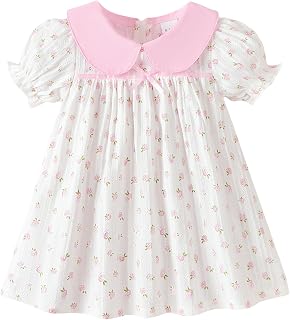 Kucnuzki Baby Girl Clothes Cute Spring Summer Sun Dresses Toddler Casual Puff Sleeve Floral Dress Girls Summer Outfits