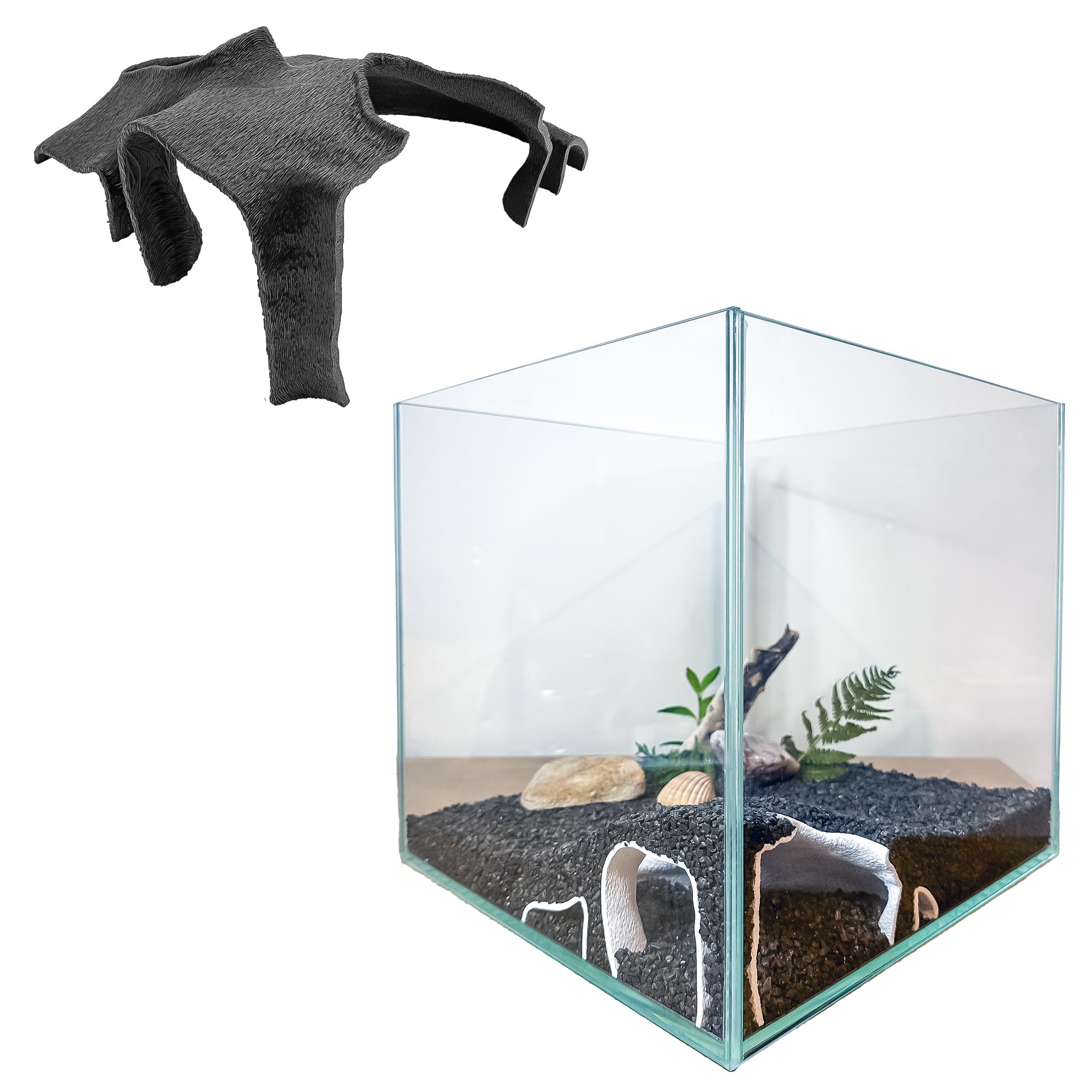 Blubber Cove Corner Aquarium Cave Tunnel – Pleco Cave (Large Entrance), Shrimp H