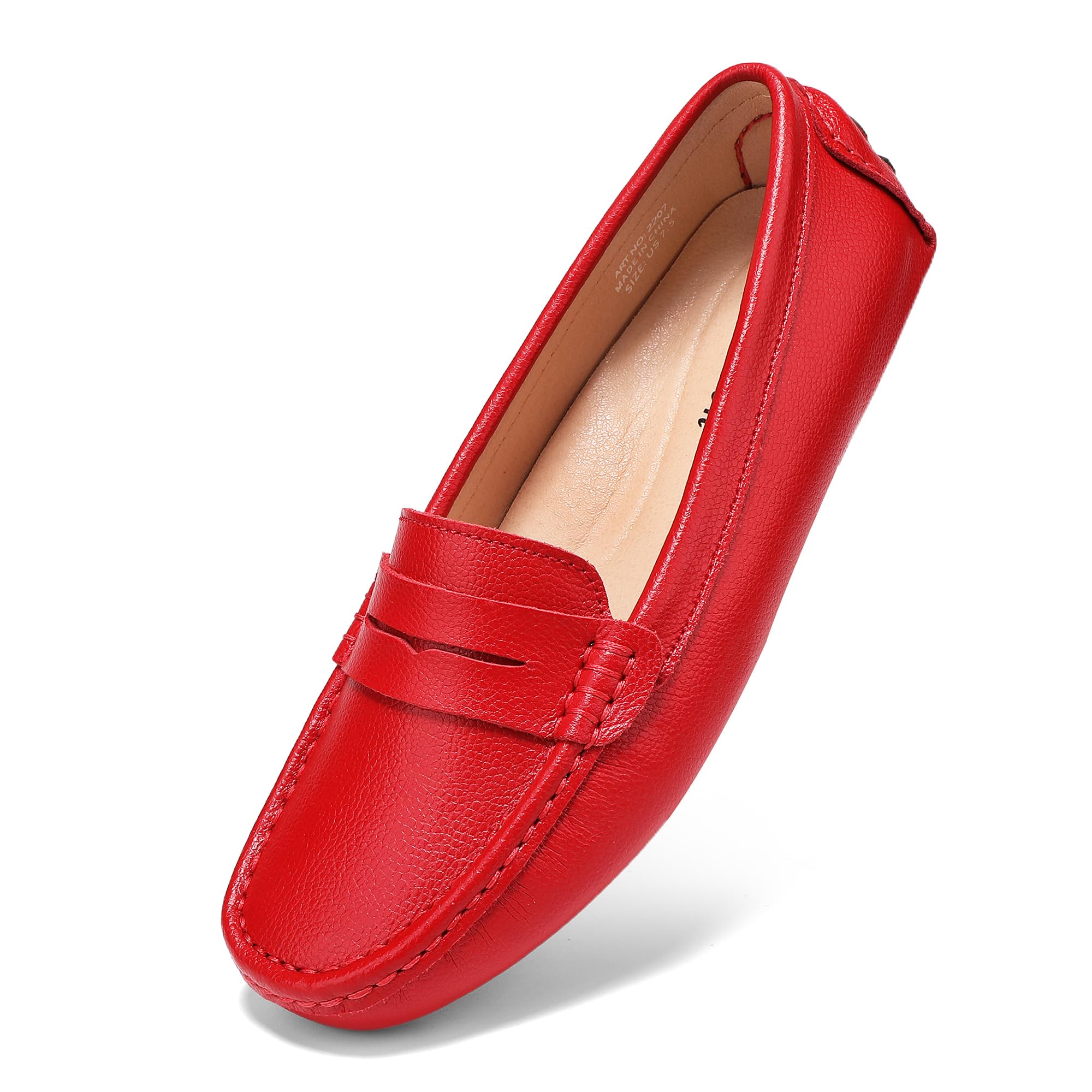 BEAUSEEN Women's Genuine Leather Penny Loafers Classic Driving Moccasins Casual 