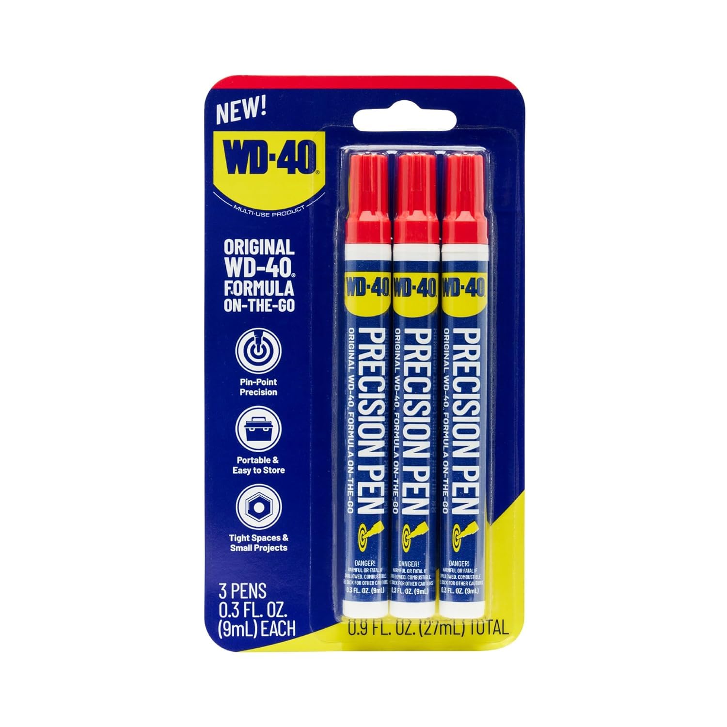 WD-40 Classic Product, Precision Pen On-The-Go, 0.3 FL OZ [3-Pack] | Portable Lu