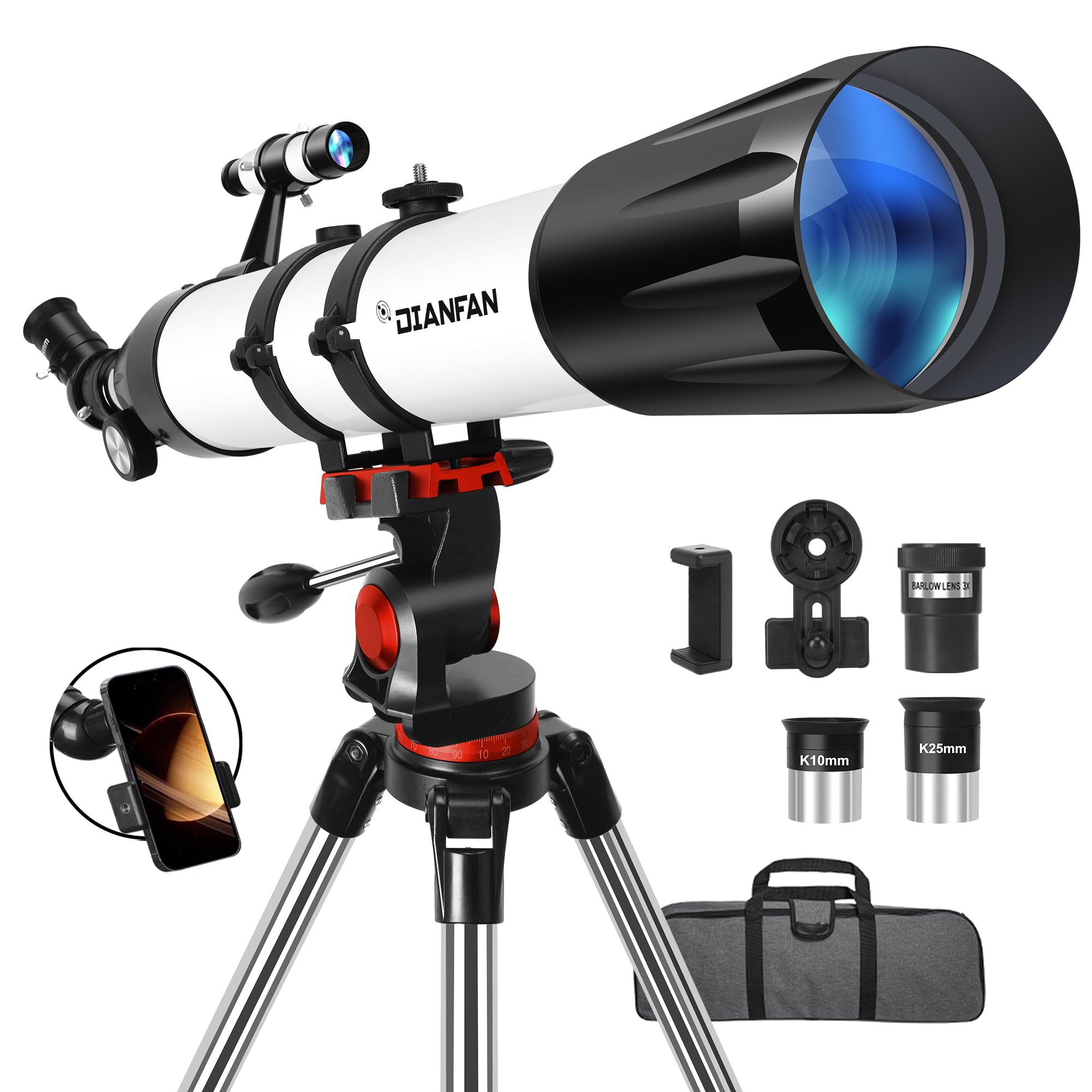 Dianfan Telescope, 90mm Aperture 800mm Telescope for Adults High Powered, Portab