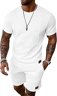 UOUA Men's Shorts Set Casual 2 Piece Outfits Summer Vacation Track Suits