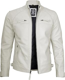 Cafe Racer Real Lambskin Leather Jackets for Men Motorcycle Style