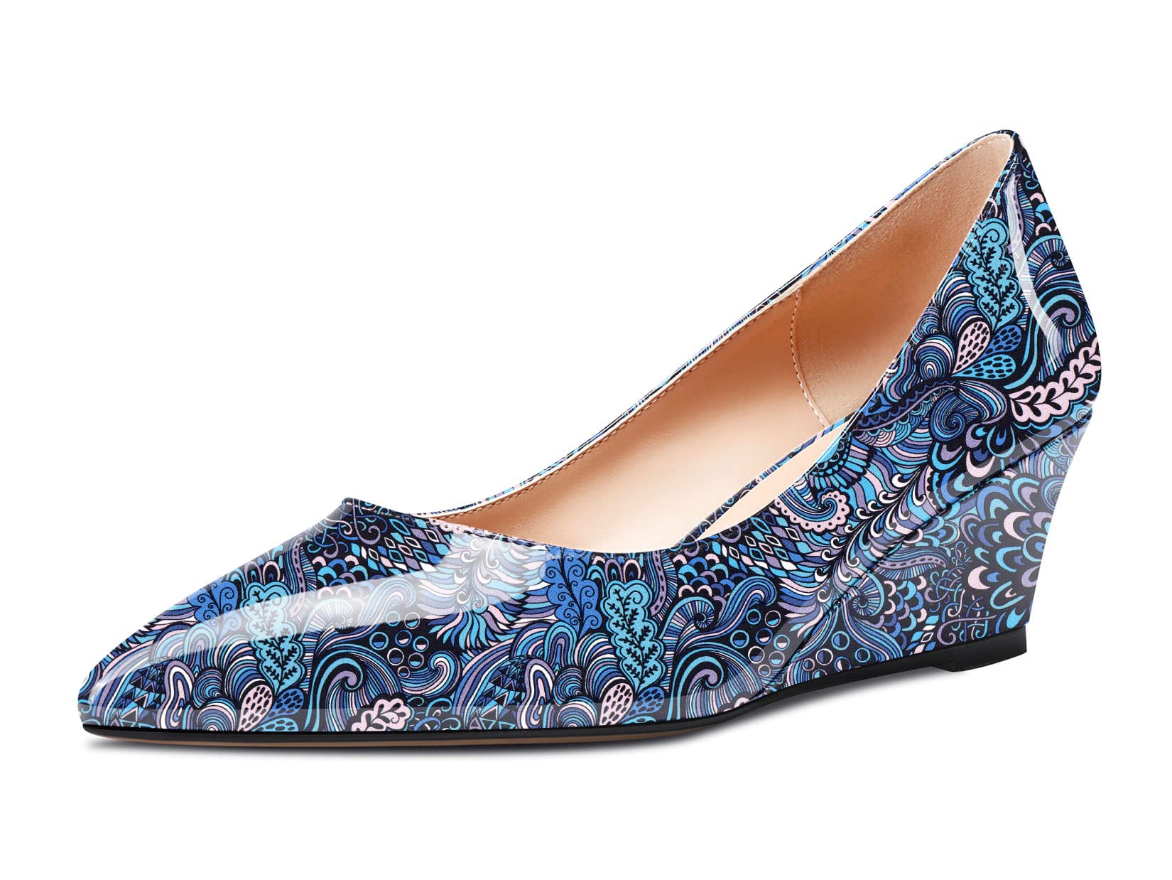 Aachcol Women's Wedge Mid Heel Pointed Heel Toe Pumps Slip-on Shoes Wedding Part