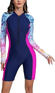Halcurt レディース ジップフロント フルボディ 1ピース ラッシュガード 水着