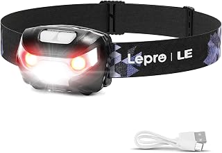 Lepro Headlamp LED Rechargeable USB C Head Torch with 5 Modes & Red Light