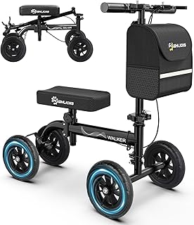 Steerable Knee Scooter Knee Walker for Adults for Foot Surgery, Broken Ankle, Foot Injuries - Foldable Knee Scooter for Broken Foot Injured Leg Crutch Alternative with Basket (Black)