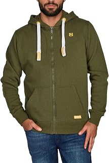 Riverso Noah Men's Hooded Jacket, Sweat Jacket, Sweatshirt, Hoodie, with Zip, Basic, Plain, Cotton, Grey, Brown, Green, Red, Blue, Black, S, M, L, XL, 2XL, 3XL, 4XL, 5XL
