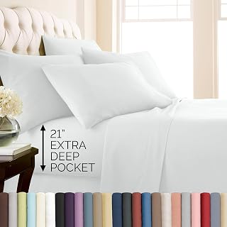 Southshore Fine Living 21 Inch Extra Deep Pocket Twin Sheets Set White