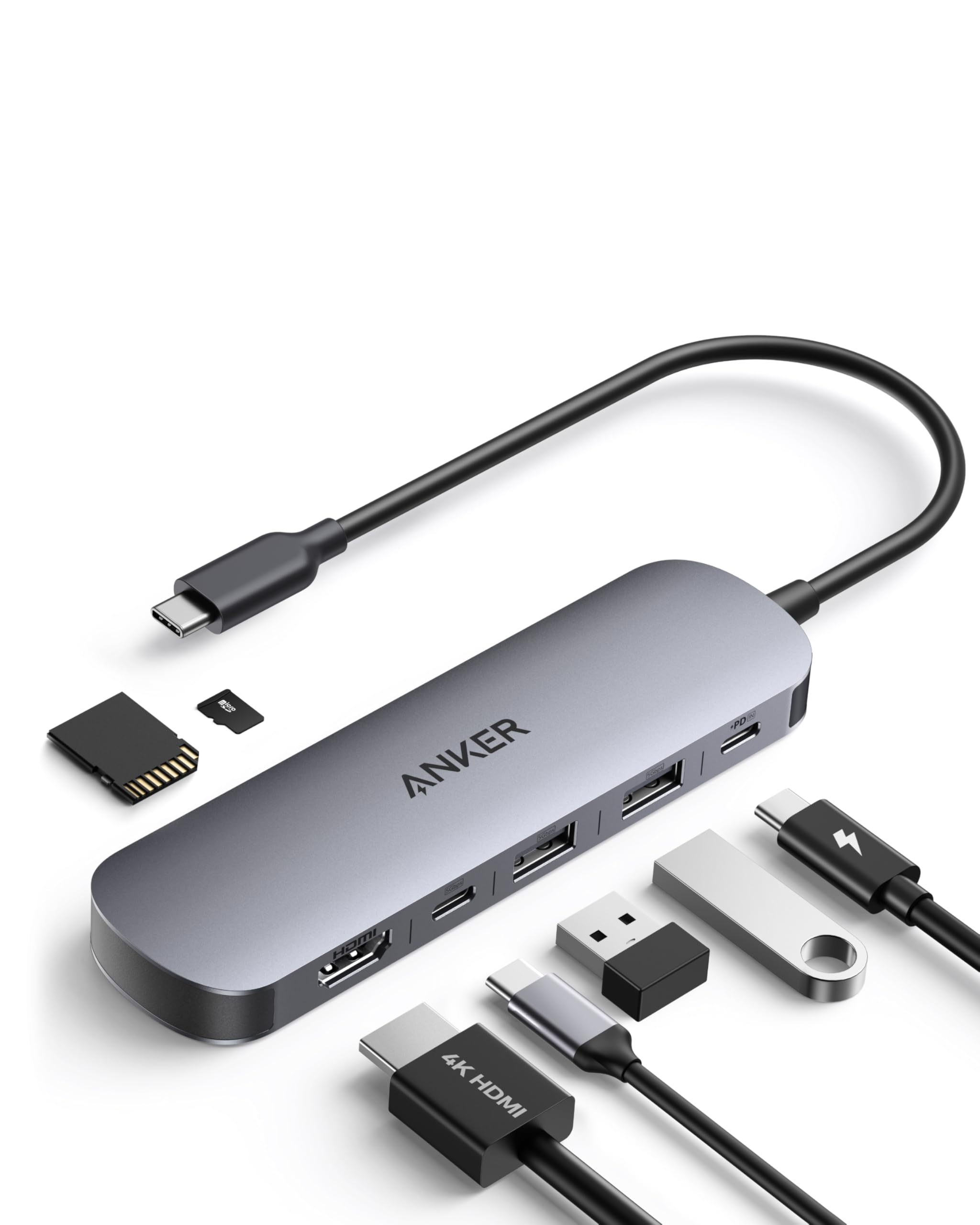 Anker 7-in-1 USB-C Hub with 4K @ 60Hz HDMI | 85W Power Delivery, USB-A/C 3.0 por
