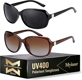 Myiaur Pack of 2 Women's Polarised Lenses, UV400 Protection & Wraparound Design for Outdoor and Fashion