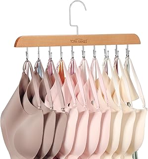 TOPIA HANGER Bra Hangers Closet, Tank Top Hanger 20 Hooks Capacity Foldable Wooden Space Saving Hanger Closet Organizer for Bra, Tank Top, Scarf, Belt, Tie, Hoodie and More - CT46N