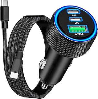 Apple MFi Certified iPhone 18 Pro Car Charger, 3-Port 67W USB-C Car Charger | Rombica PD/QC Multiport Fast Car Phone Charger Cigarette Lighter+Type-C Braided Cord for iPhone Duo 18 17 16 15/Galaxy/Pixel