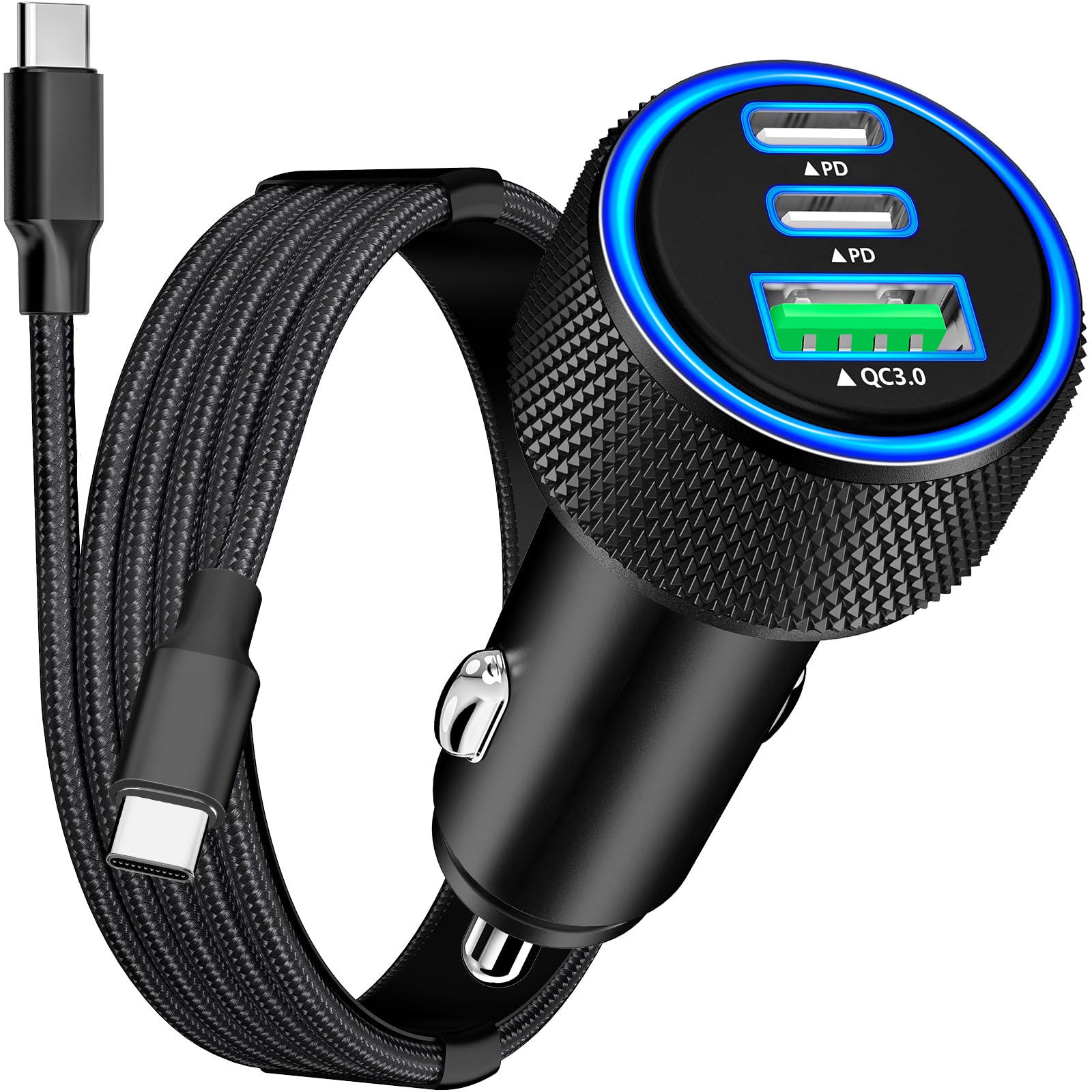 Apple MFi Certified iPhone 18 Pro Car Charger, 3-Port 67W USB-C Car Charger | Ro