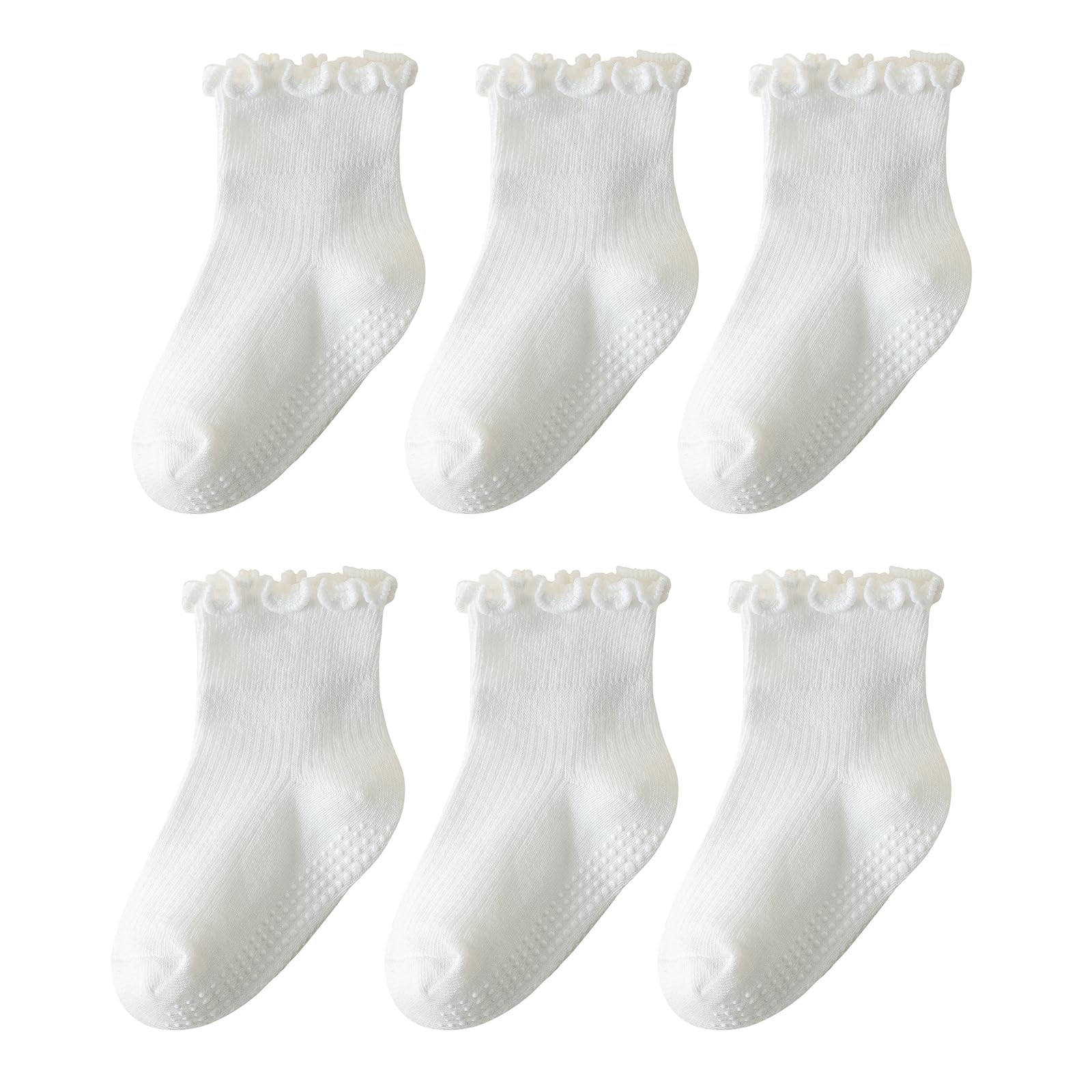 ANYANIME Toddler Socks Ruffle for Girls Baby Grip Socks Non Slip Cute Frill