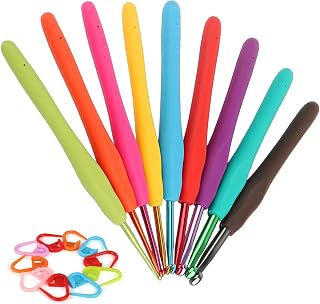 Coopay Crochet Hooks Set-Ergonomic Soft Grip Metal Crochet Needle (2mm-6mm) | Crochet Hook for Arthritic Hands, Crochet Accessories with Stitch Marker-Best DIY Craft Gift for Beginners Mother Girls
