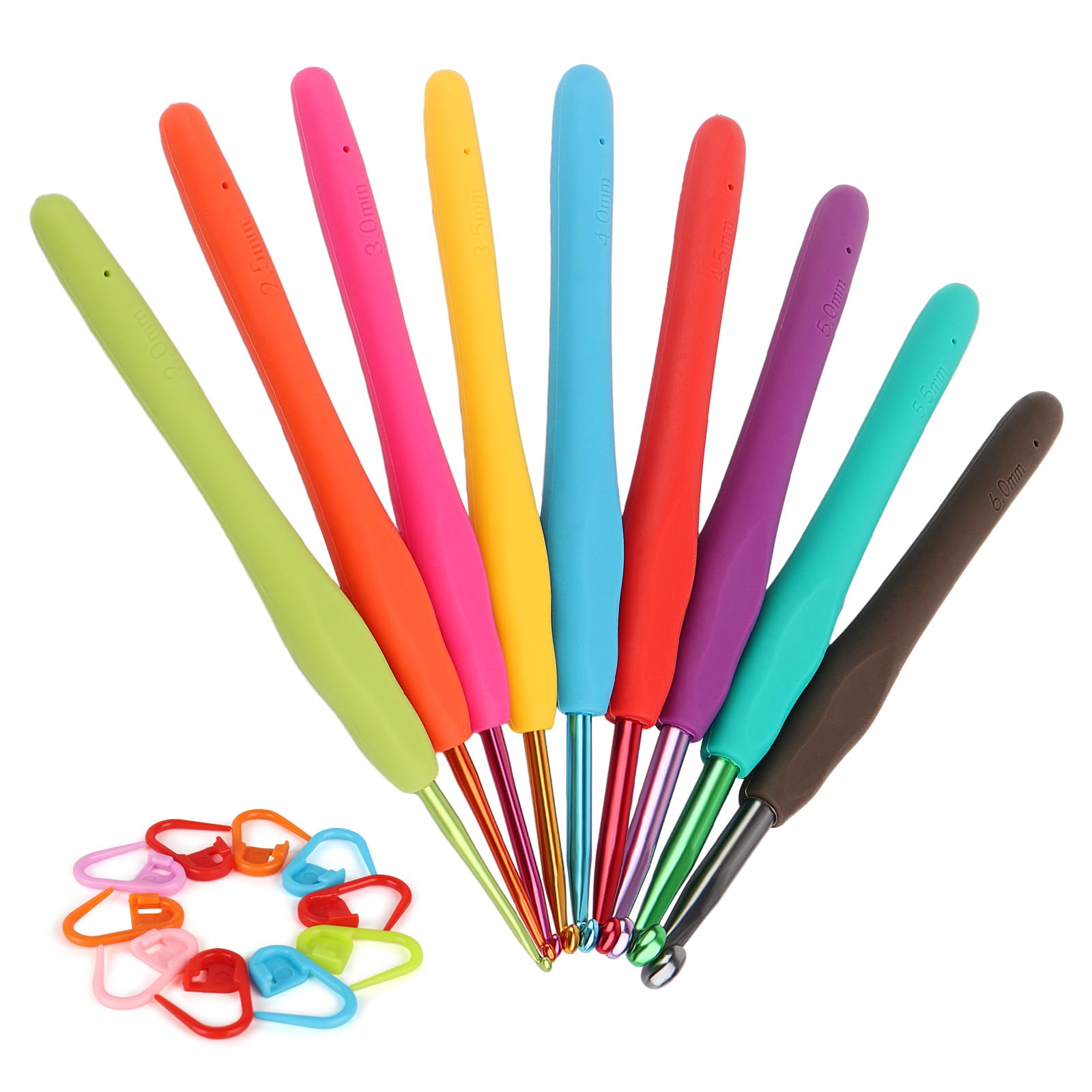 Coopay Crochet Hooks Set-Ergonomic Soft Grip Metal Crochet Needle (2mm-6mm) | Cr