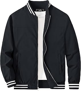 MAGCOMSEN Men's Bomber Jacket Lightweight Windbreaker Stylish Casual Jacket