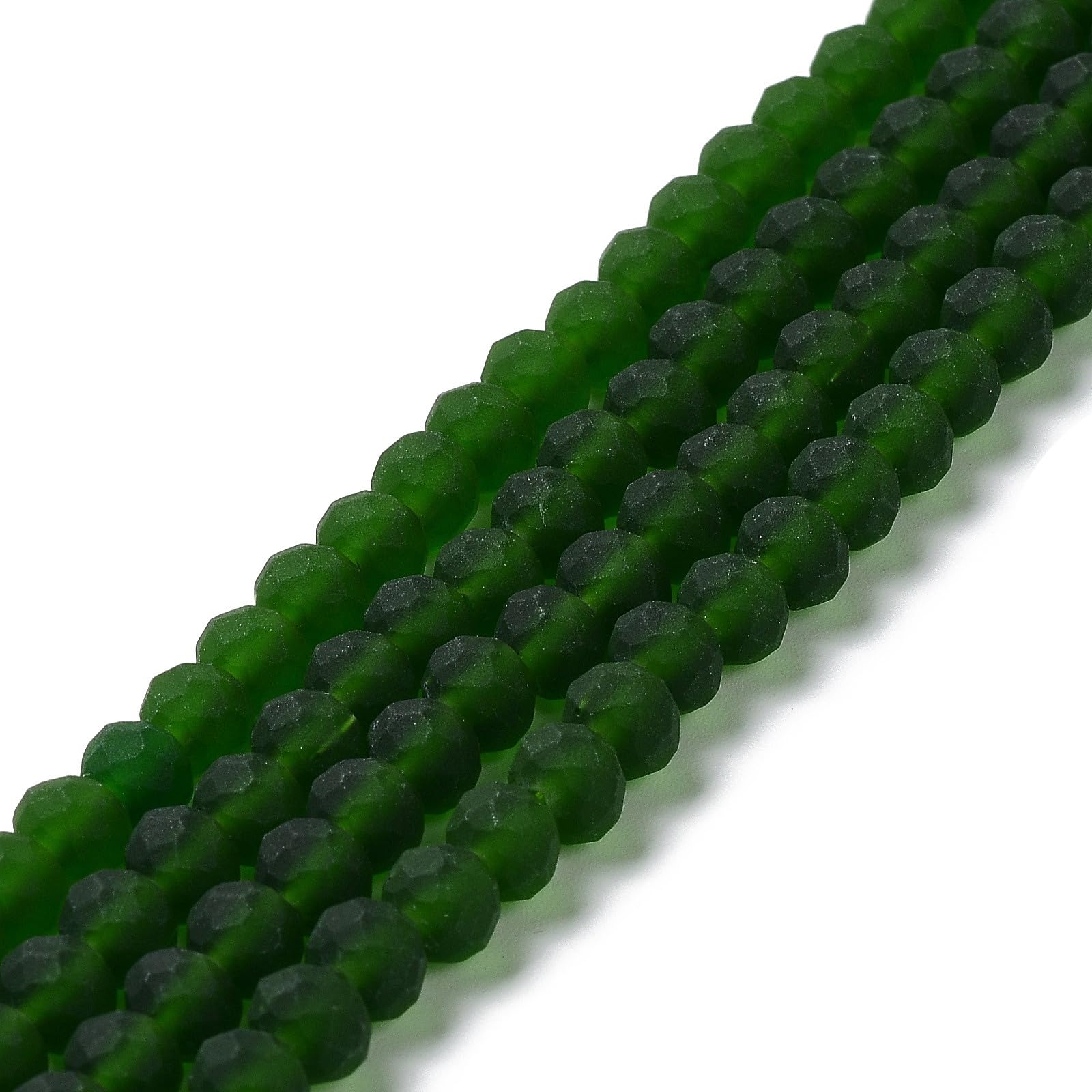 About 60~61pcs/Strand Faceted Rondelle Glass Beads 10mm Frosted Briolette Crysta