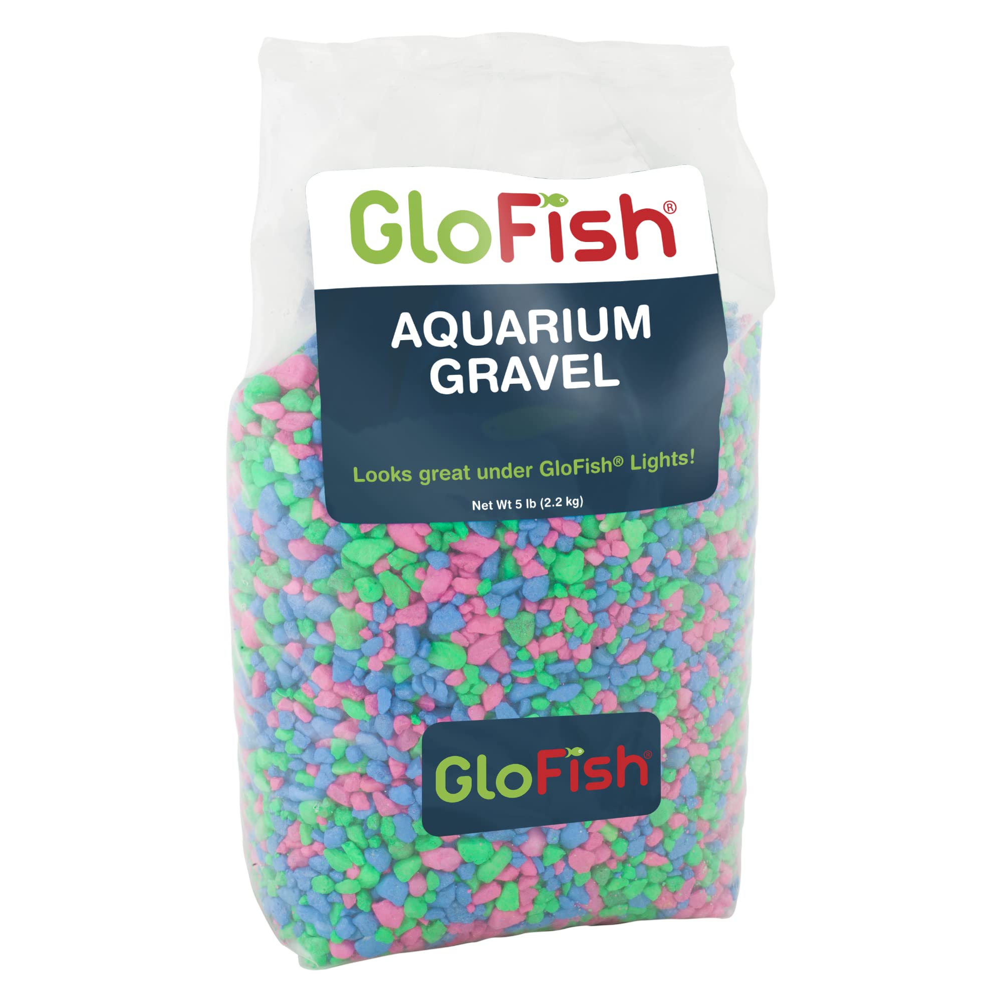 GloFish Aquarium Gravel, Pink, Green & Blue Mix, 5 lbs | Compliments GloFish Tan