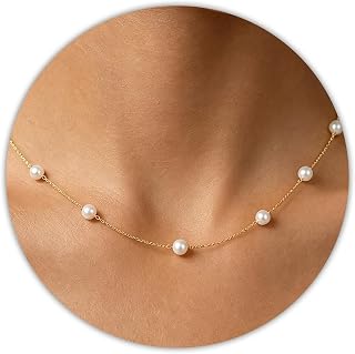 Trinckle Pearl Necklaces for Women, Pearl Choker Dainty Pendant Necklace | White Pendant Choker for Teen Girls, Layered Daisy Jewelry, Wedding Strands for Bride Bridesmaids as Beach Summer Accessories